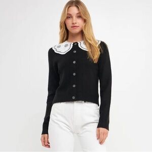 English Factory Lace Collar Cardigan